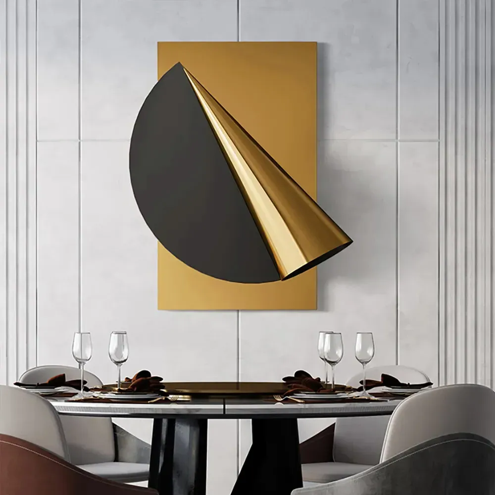 Geometric Metal Wall Decor - Gold, Black image