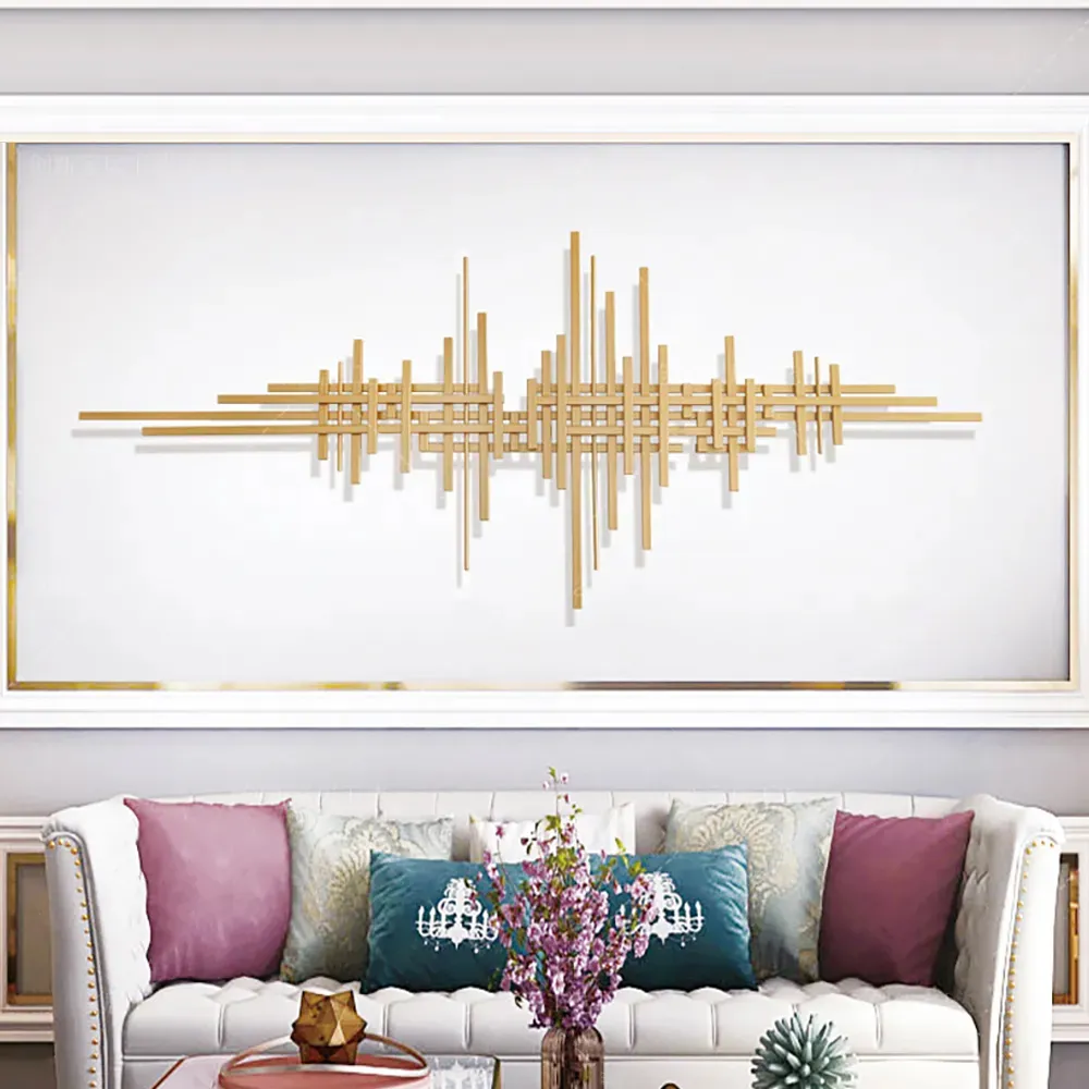 Geometric Metal Wall Decor - Gold image