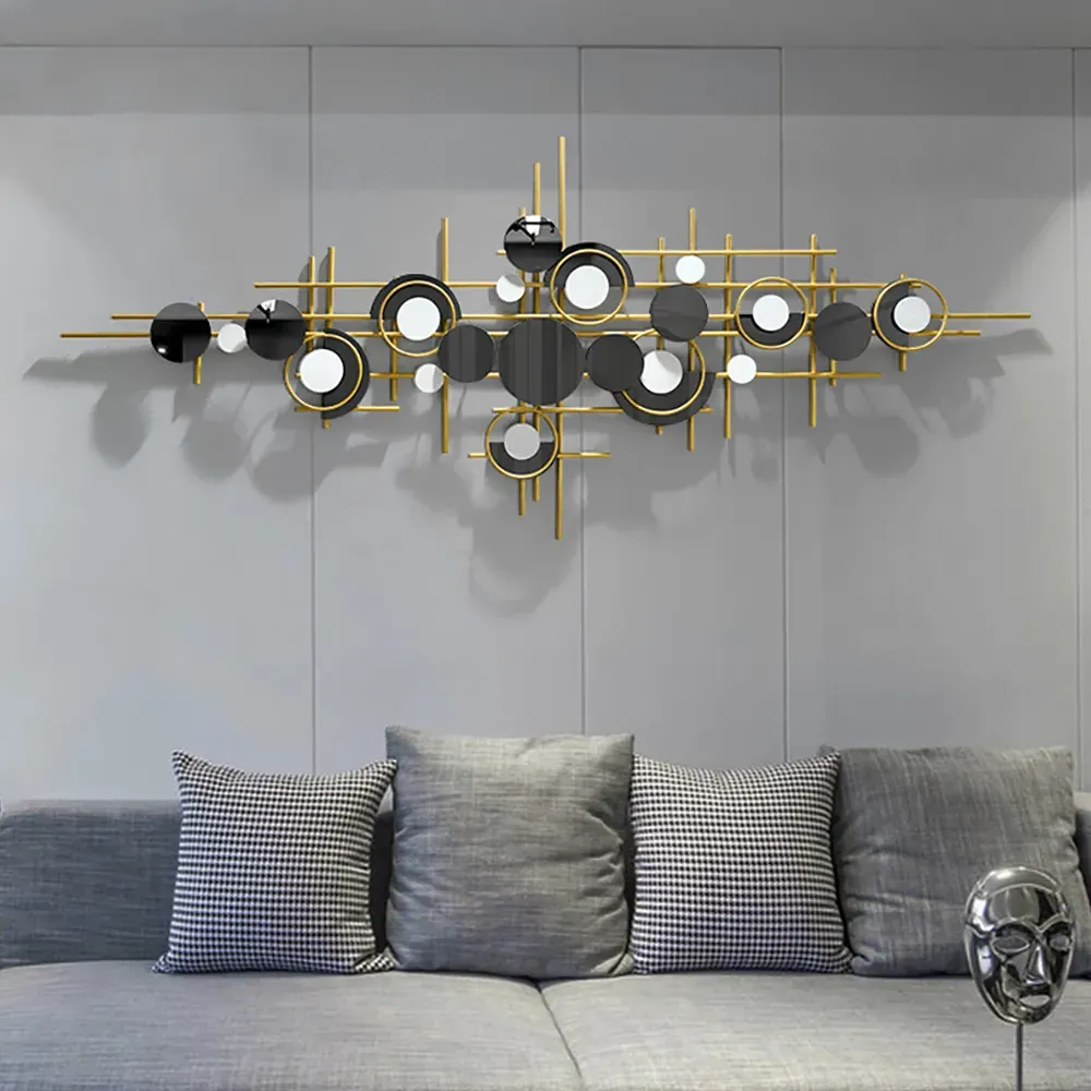 Geometric Overlapping Wall Art - Gold & Black, Metal