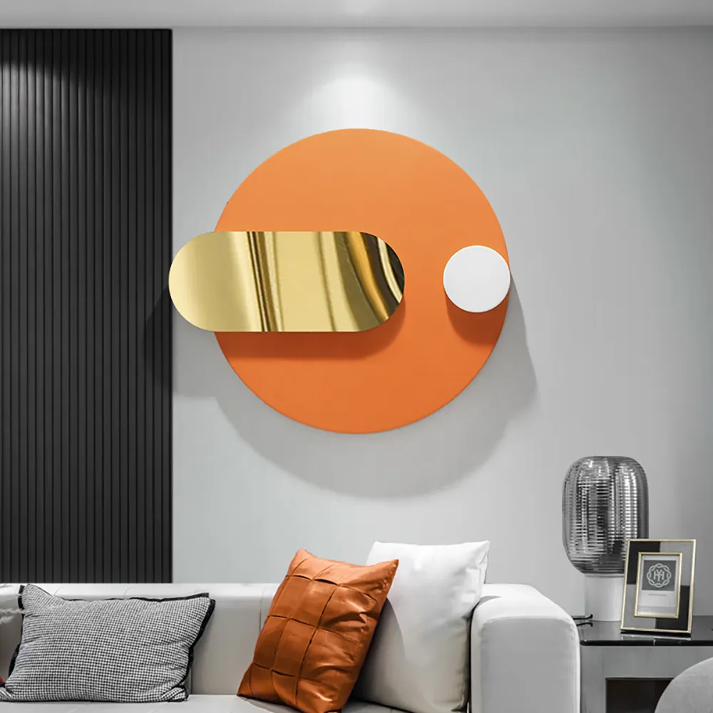 Geometric Pattern Metal Wall Decor - Orange & Gold