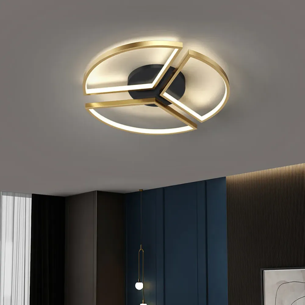 Geometric Semi Flush Mount LED Ceiling Light - Gold image