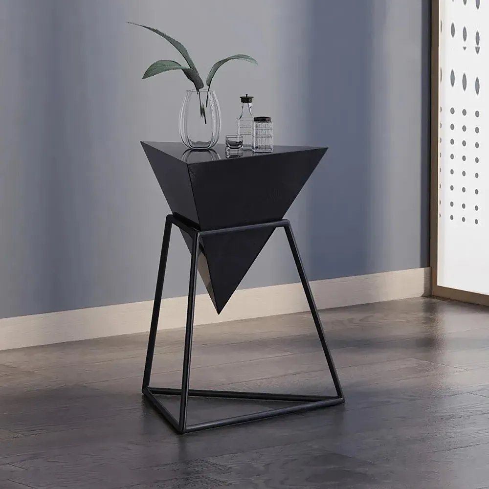 Geometric Triangle End Table - Black, MDF