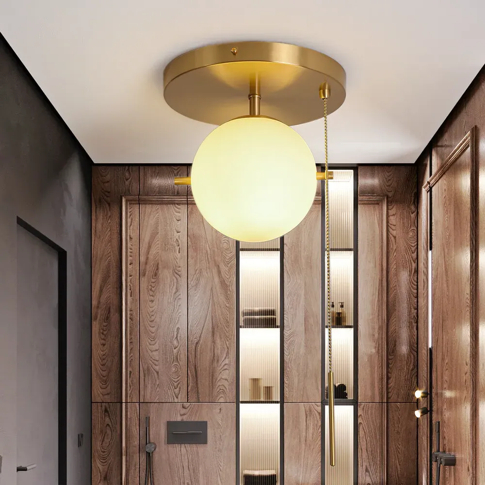 Gidu Globe Semi Flush Mount Ceiling Light - Gold, Glass