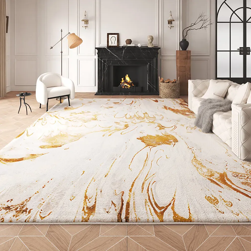 Gradient Abstract Area Rug Machine Washable - Gold image