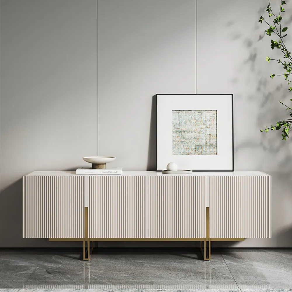 Grovyn TV Stand with Storage - Off White, Stone