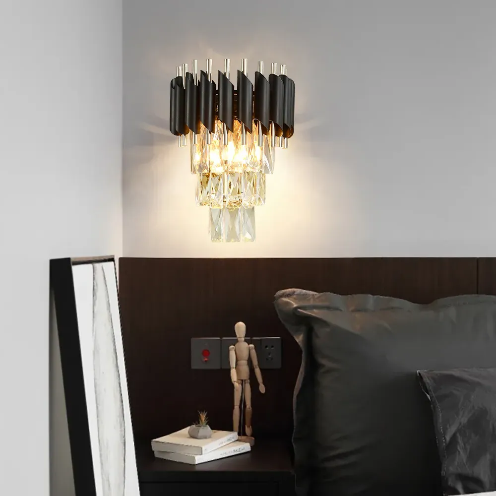 Half-Circle 2-Light Wall Sconce with Crystal Shade - Gold