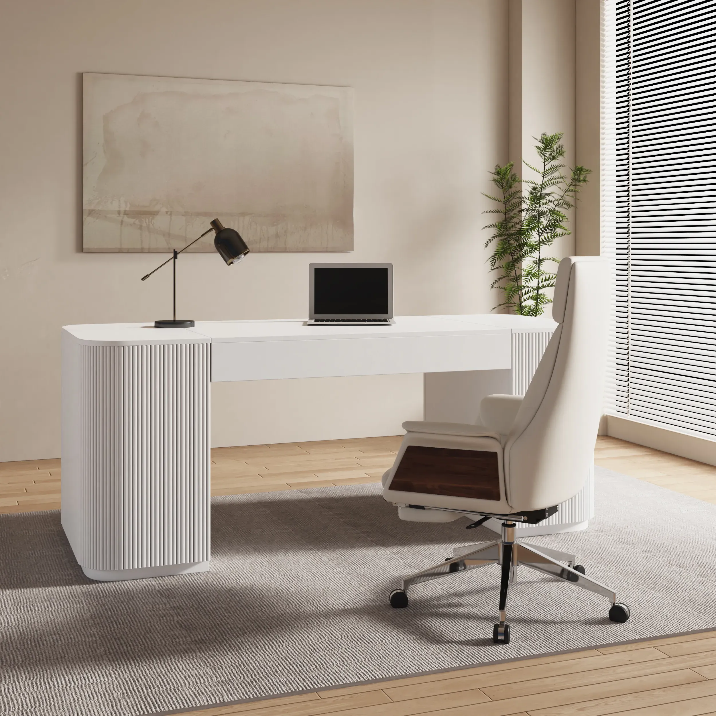 Height Adjustable Executive Desk with Storage