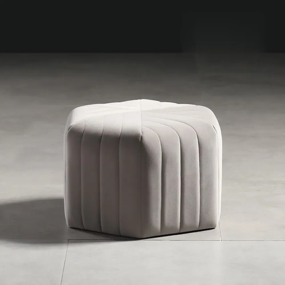 Hexagonal Pouf Ottoman - Grey, Velvet