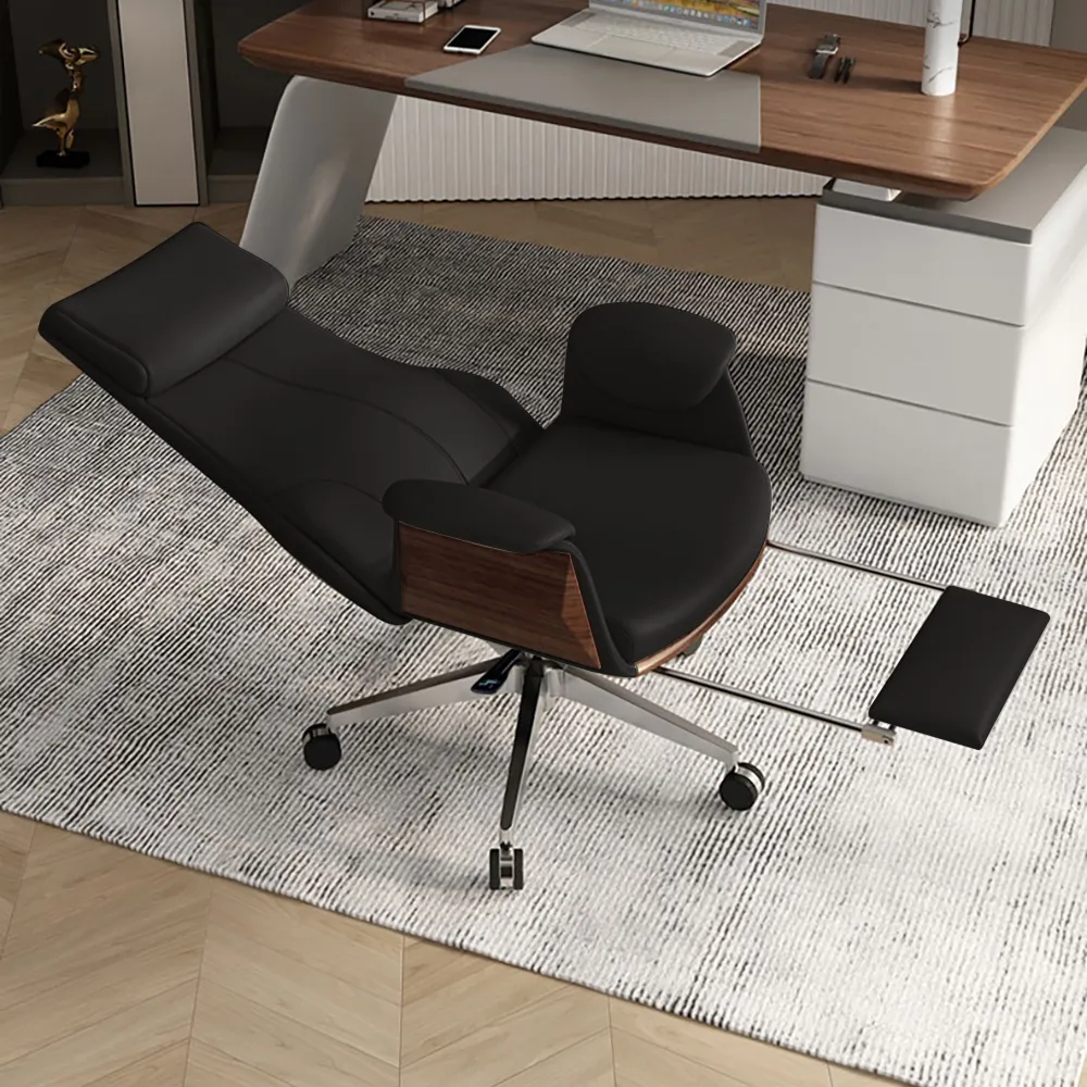 High Back Executive Chair Reclining - Black, Leather