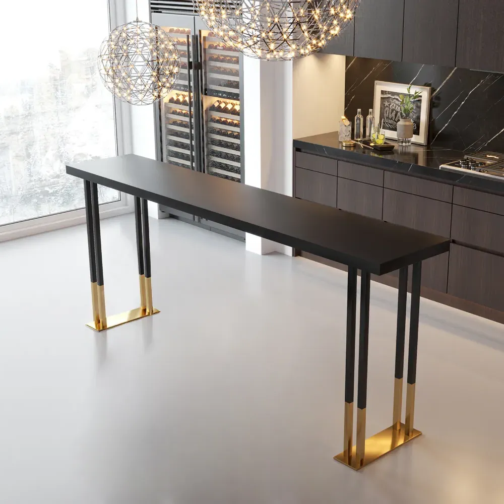 Hover 63" Rectangle Bar Table - Black, Stainless Steel image