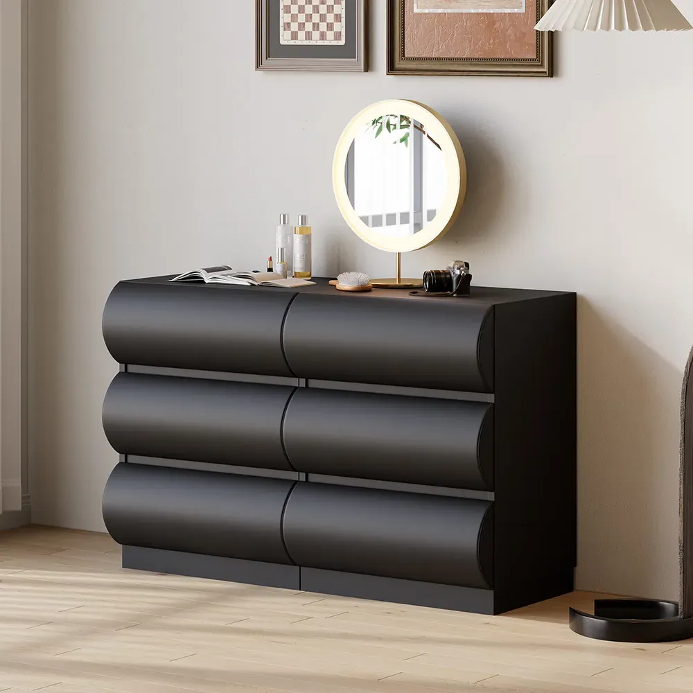 Humply 6 Drawer Dresser Chest - Black, Leather