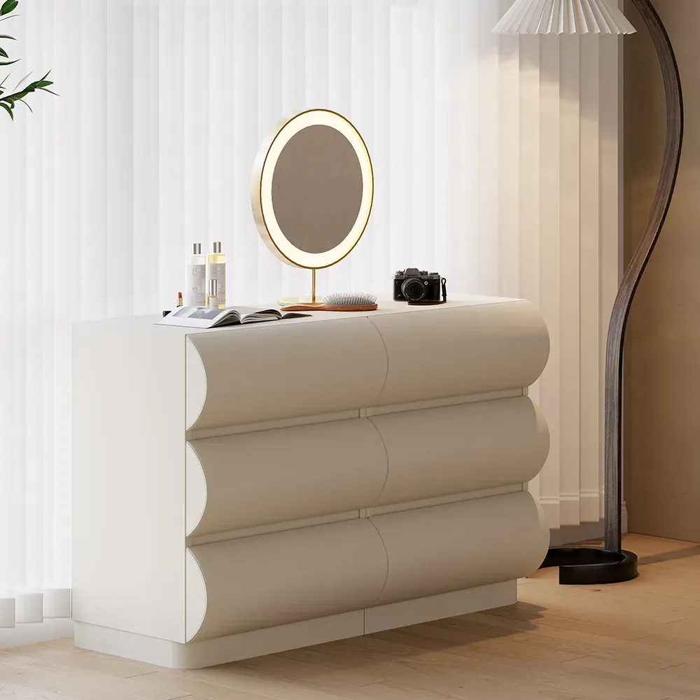 Humply 6 Drawer Dresser Chest - White, Leather image