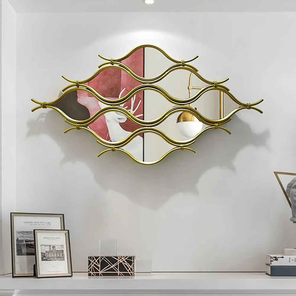 Irregular Geometric Wall Mirror - Gold, Metal image