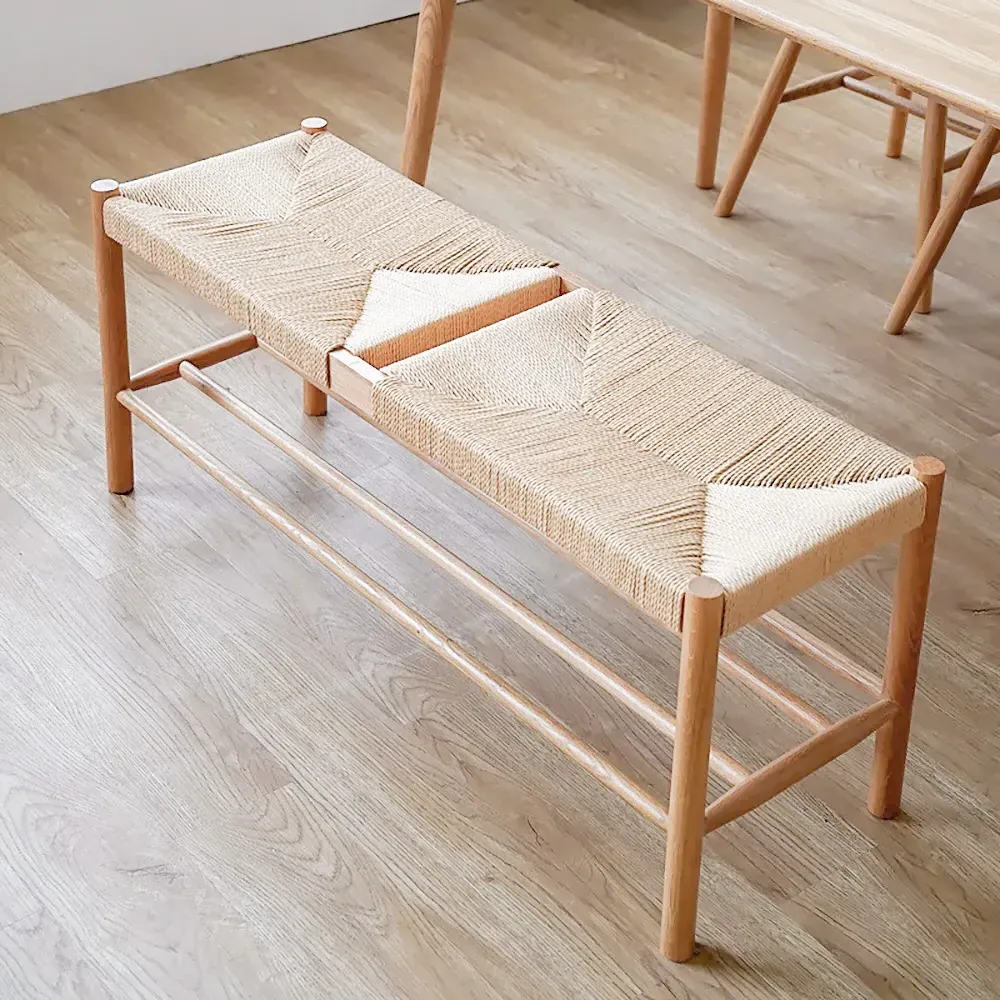 Japandi 3-Seater Dining Bench - Natural, Oak