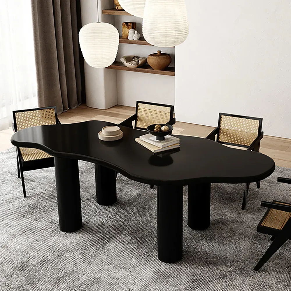 Japandi 6-Seater Irregular Dining Table 4-Leg - Black, MDF image