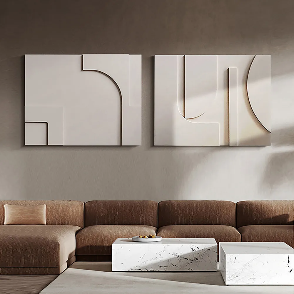 Japandi Abstract 3D Wall Art Set - White