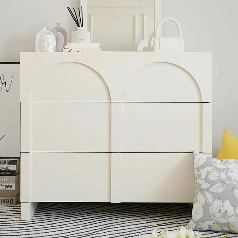Japandi Arch Chest of Drawers with Storage - Cream White image