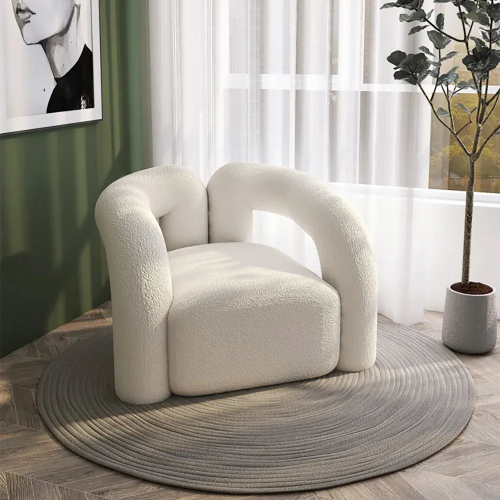 Japandi Boucle Accent Chair - White
