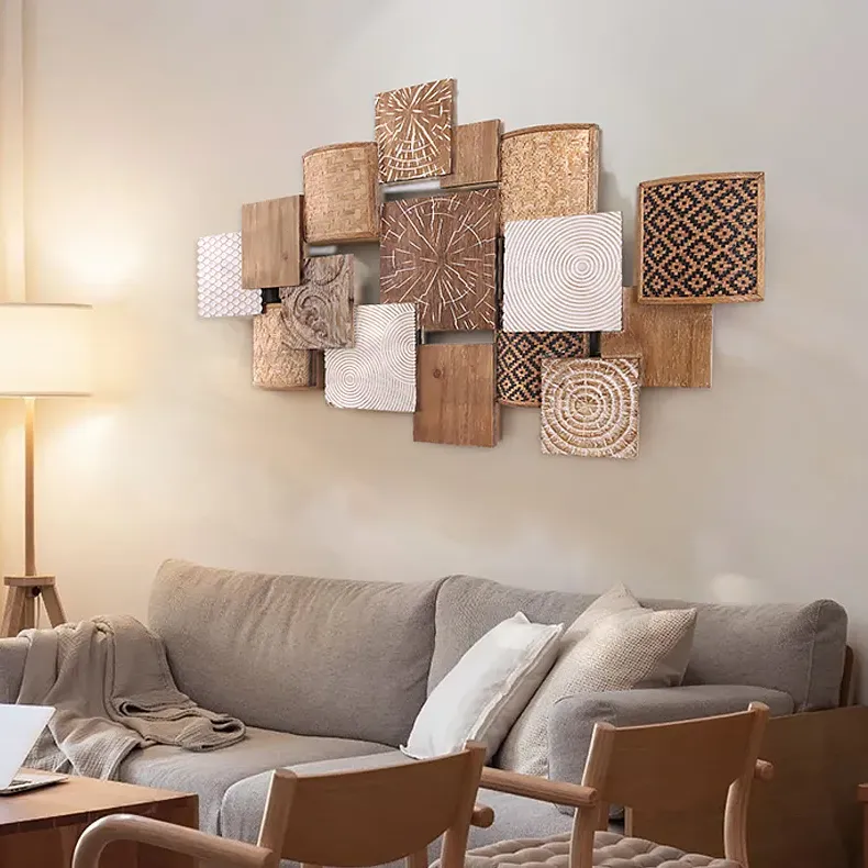 Japandi Carved Wall Art - Wood, Bamboo image