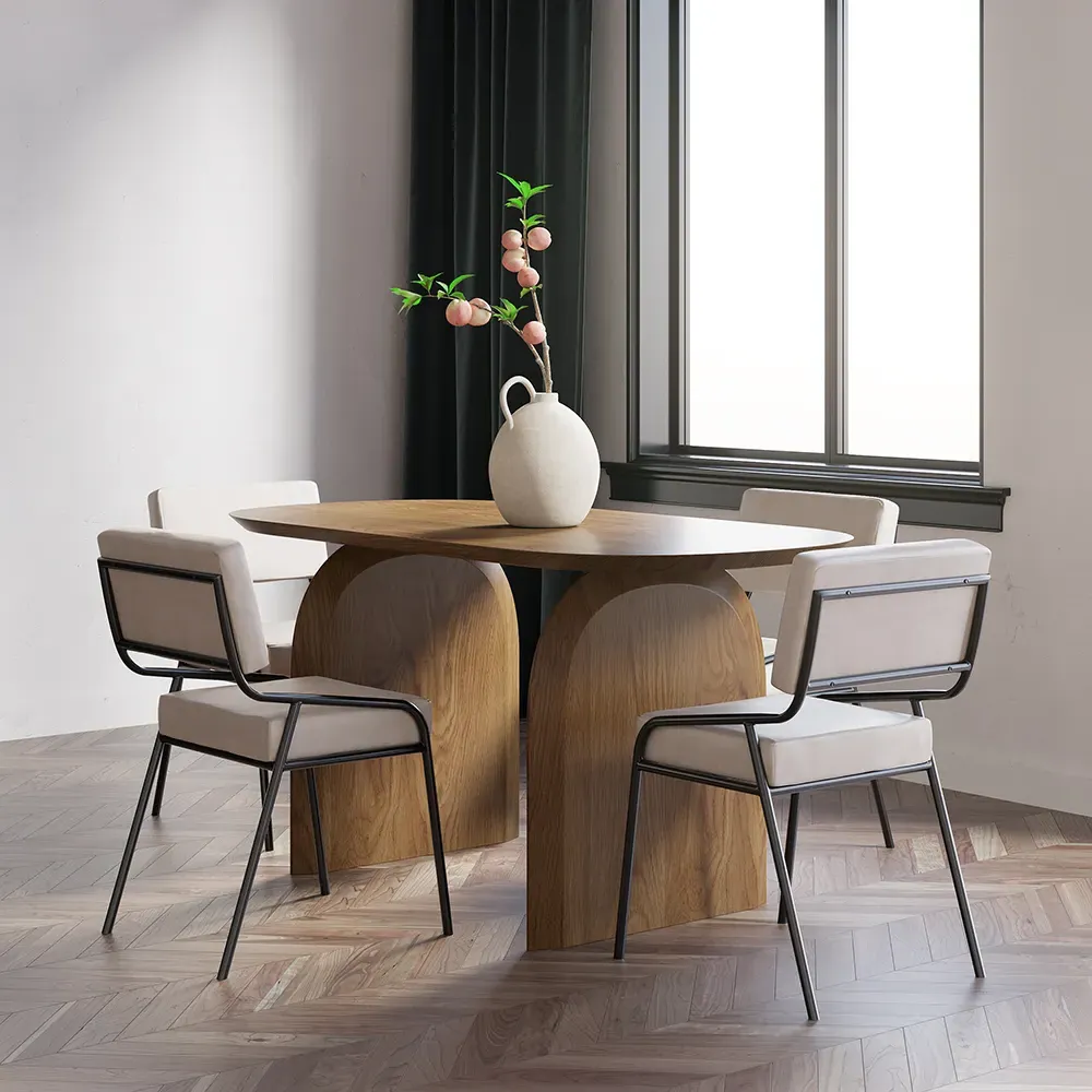 Japandi Oval Dining Table for 4 - Walnut, Solid Wood image