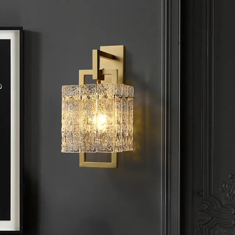 Jewell 1-Light Geometric Wall Sconce - Brass, Glass