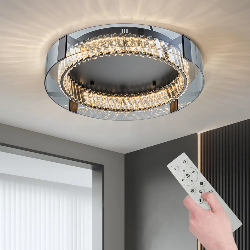 K9 Crystal LED Flush Mount Ceiling Light with Remote Control