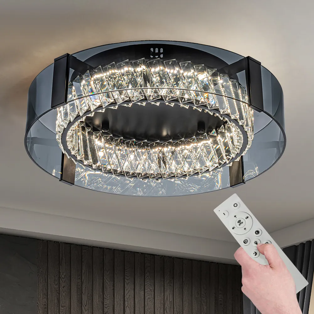 K9 Crystal LED Flush Mount Ceiling Light with Remote Control