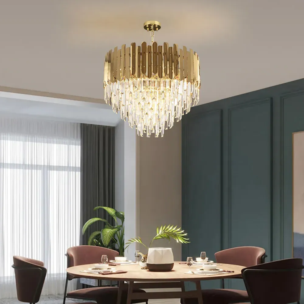 Kitoney 10-Light Tiered Crystal Chandelier - Brass