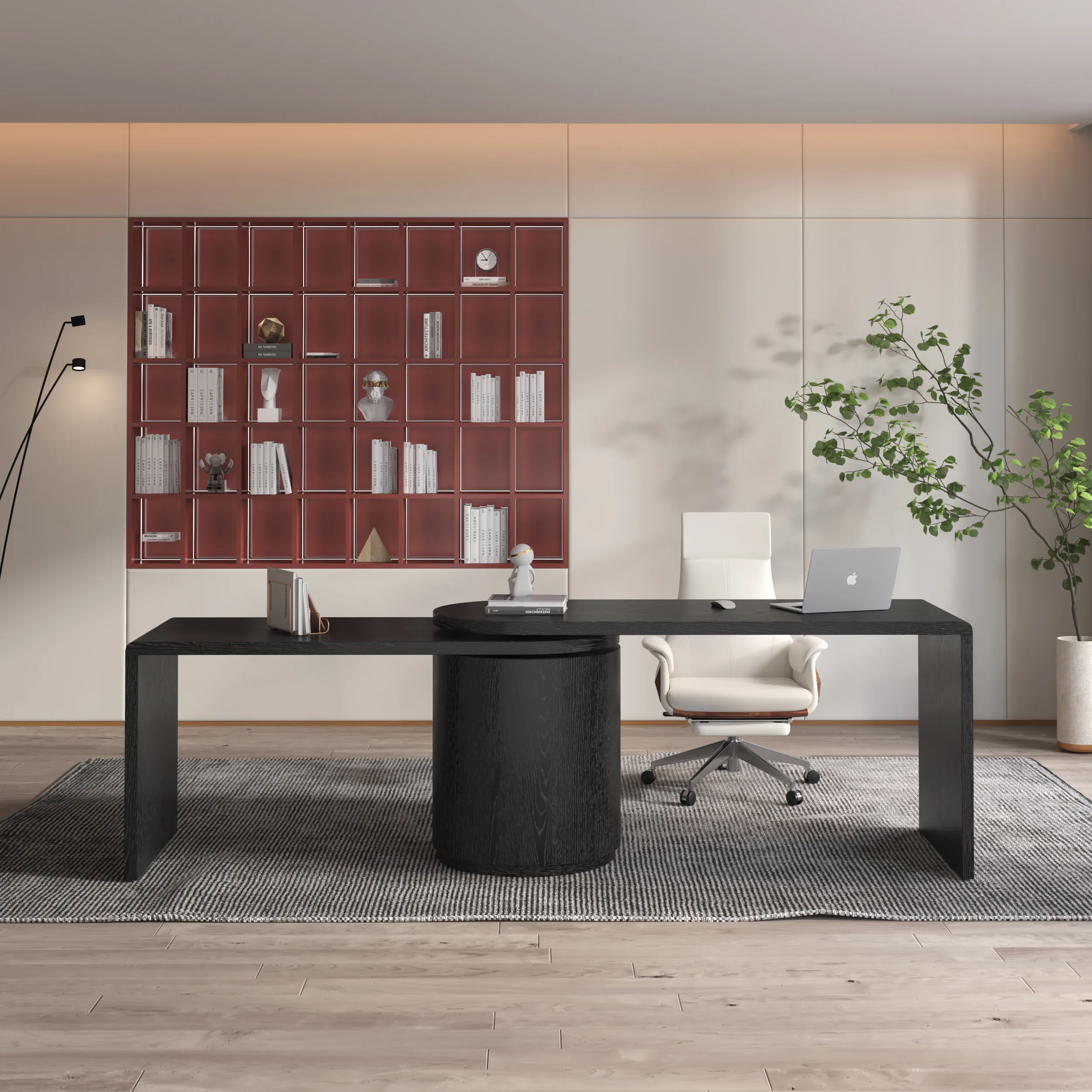 L-Shaped Executive Desk with Rotating Design - Black