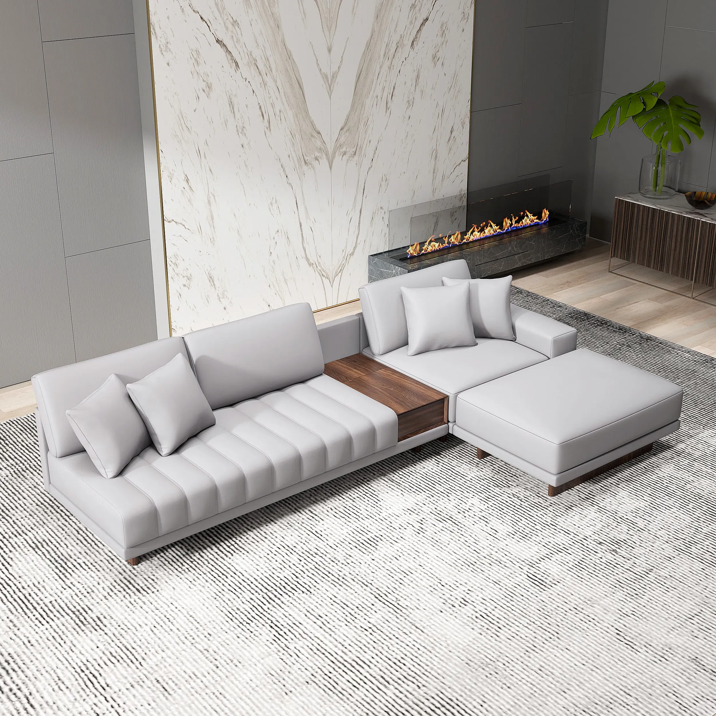 L-Shaped Modular Sectional Sofa with Storage - Gray