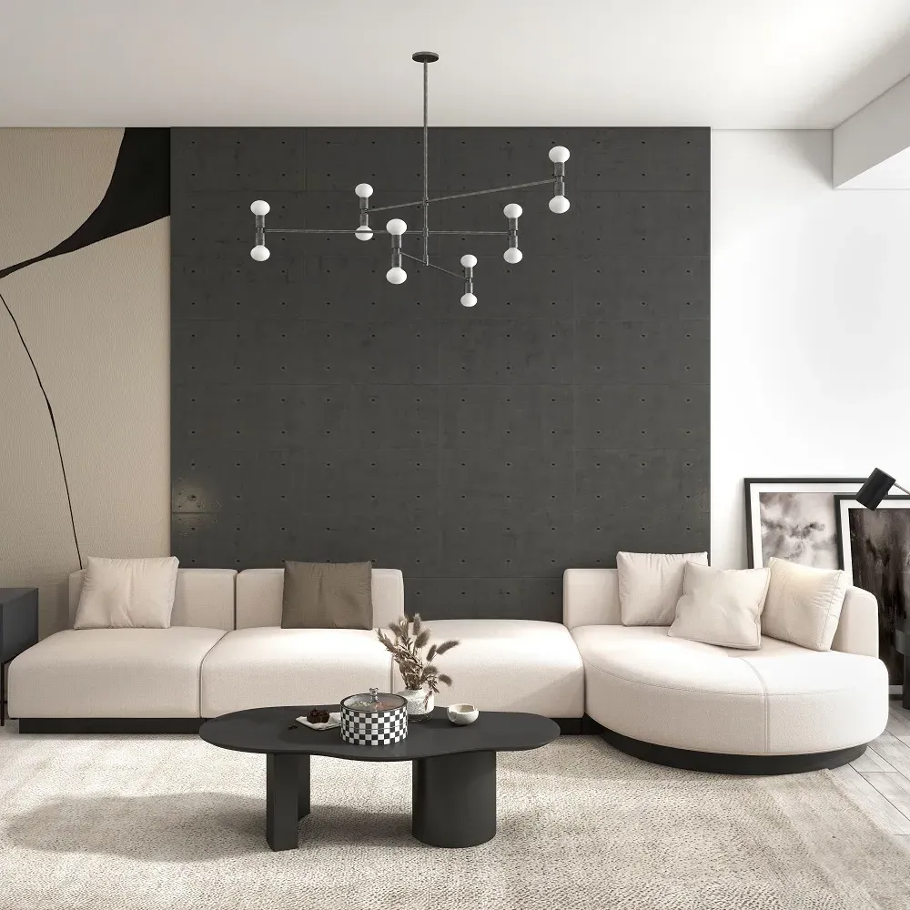 L-Shaped Sectional Corner Sofa with Pillows - Beige image