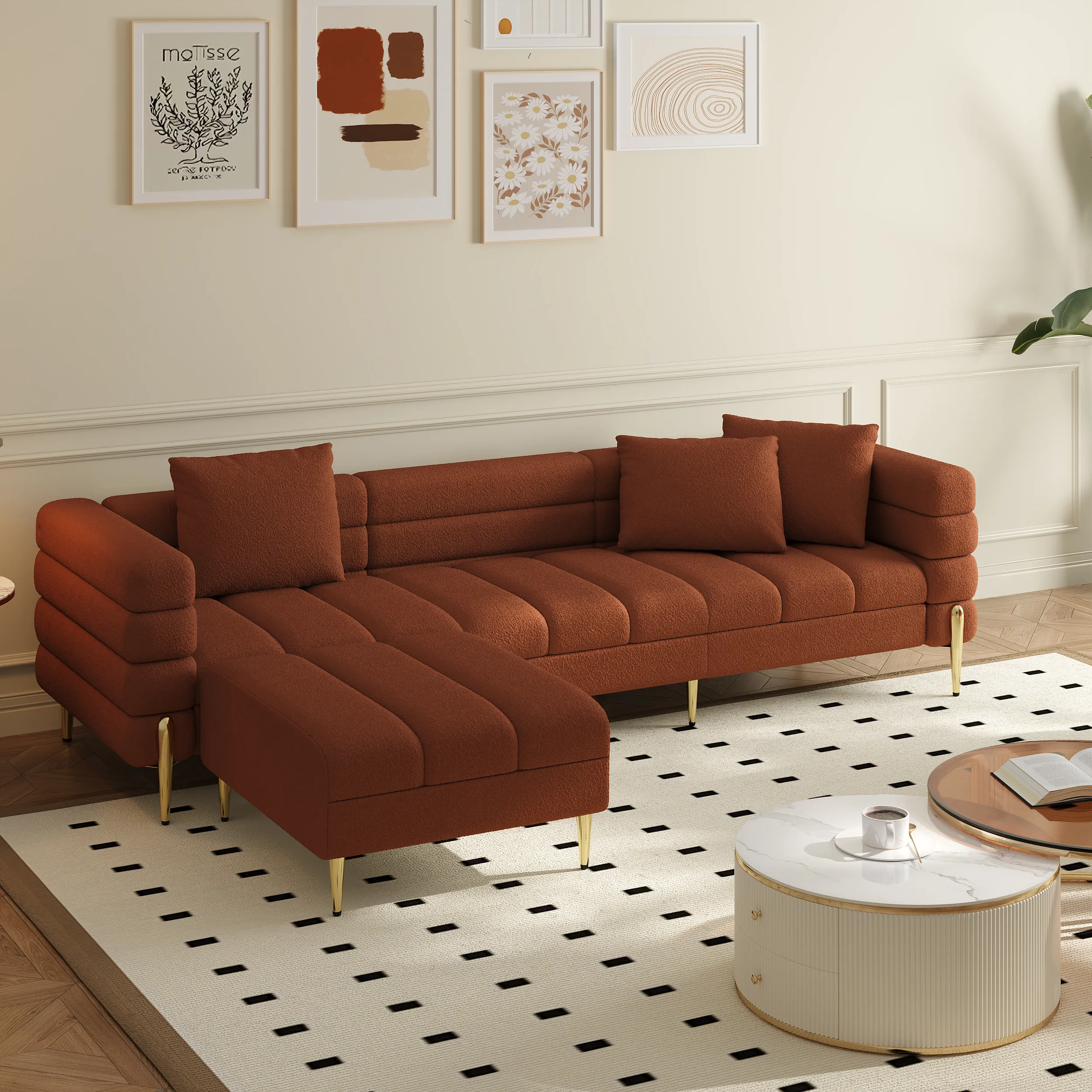L-Shaped Sectional Sofa with Chaise - Boucle