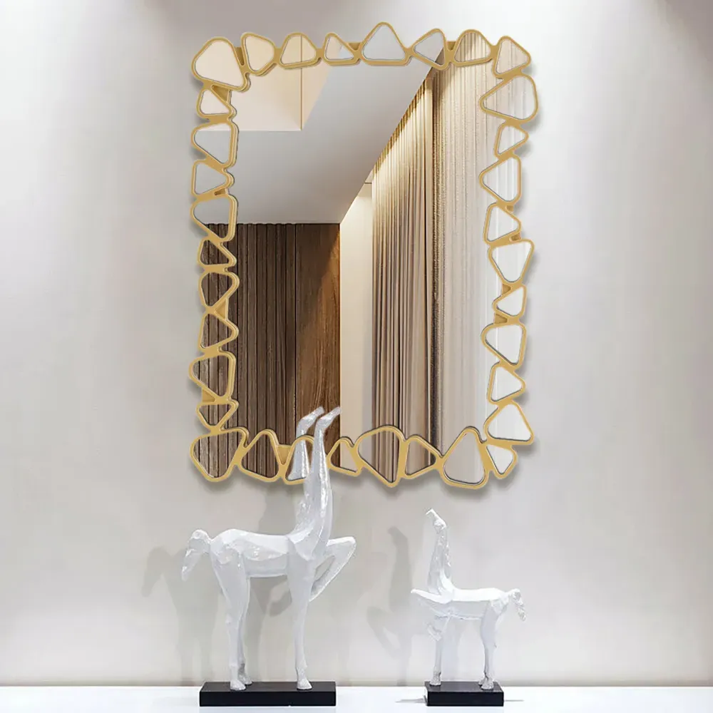 Large Rectangle Pebble Wall Mirror - Gold