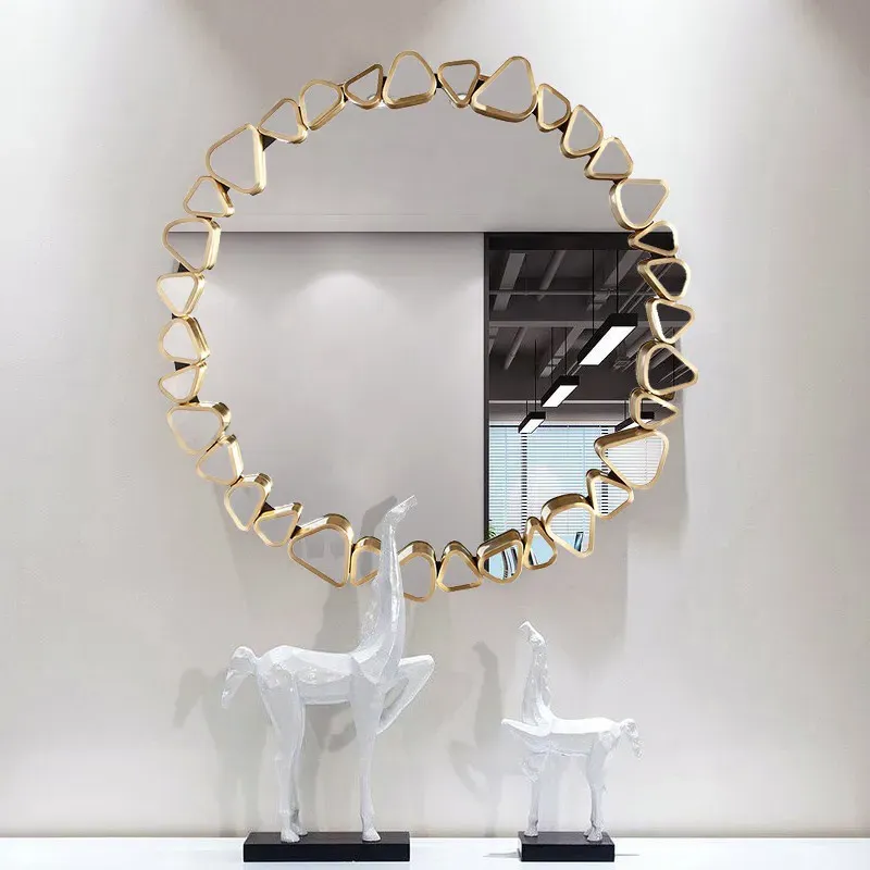 Large Round Pebble Wall Mirror - Gold image