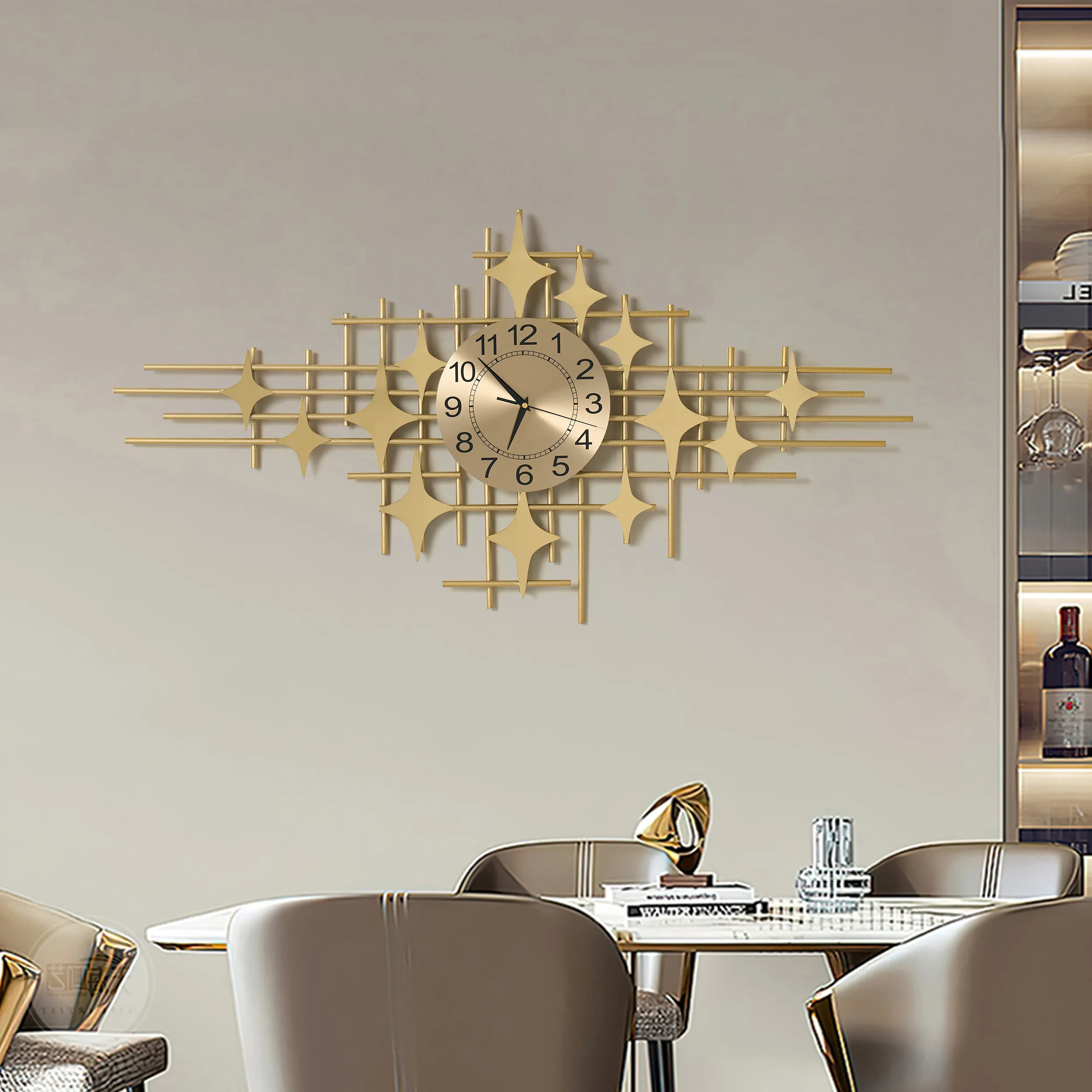 Large Star Wall Clock - Gold, Metal
