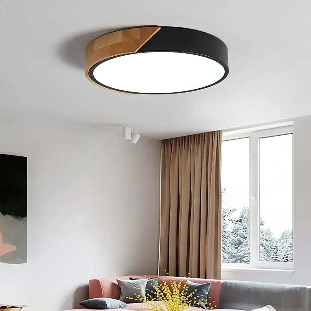 LED Drum Flush Mount Ceiling Light - Black image