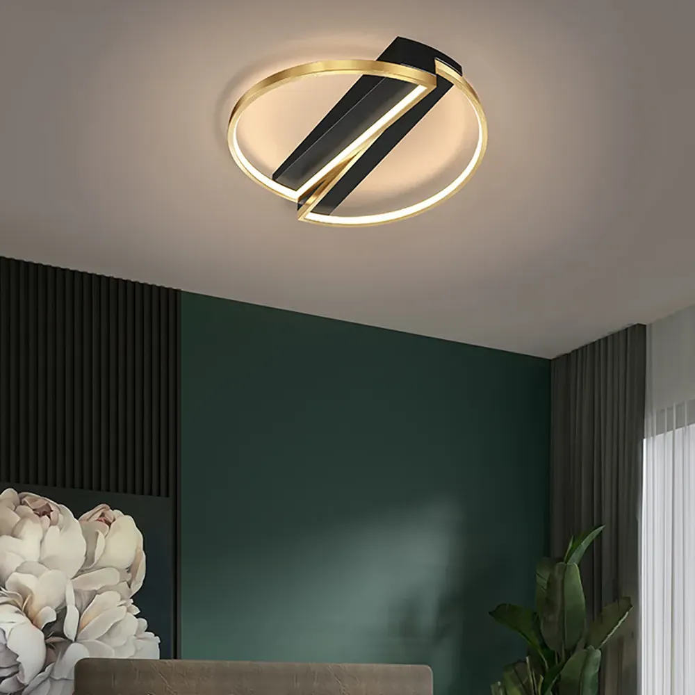 LED Geometric Flush Mount Light - Gold, Black image