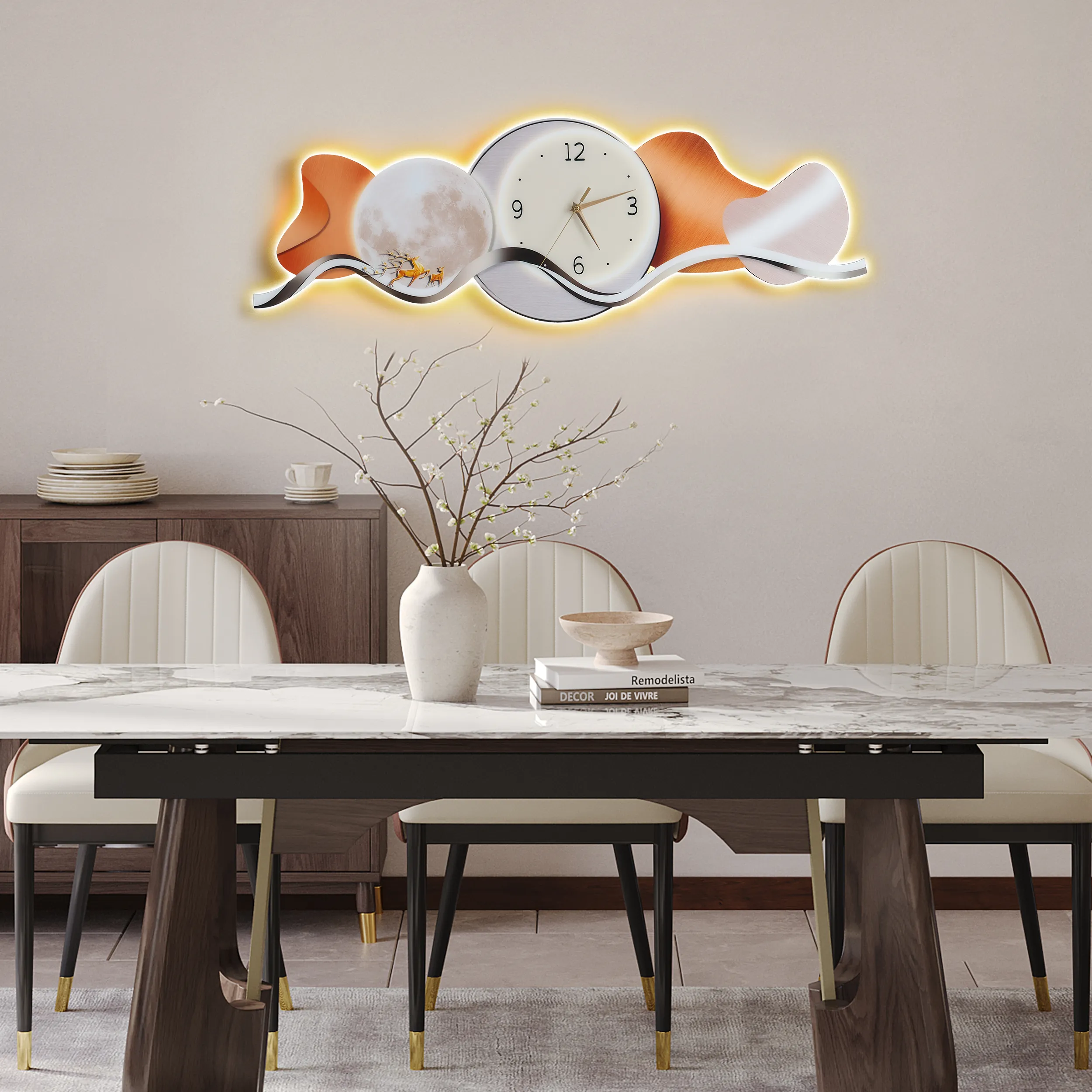 LED Wall Clock with Lunar Art - Acrylic