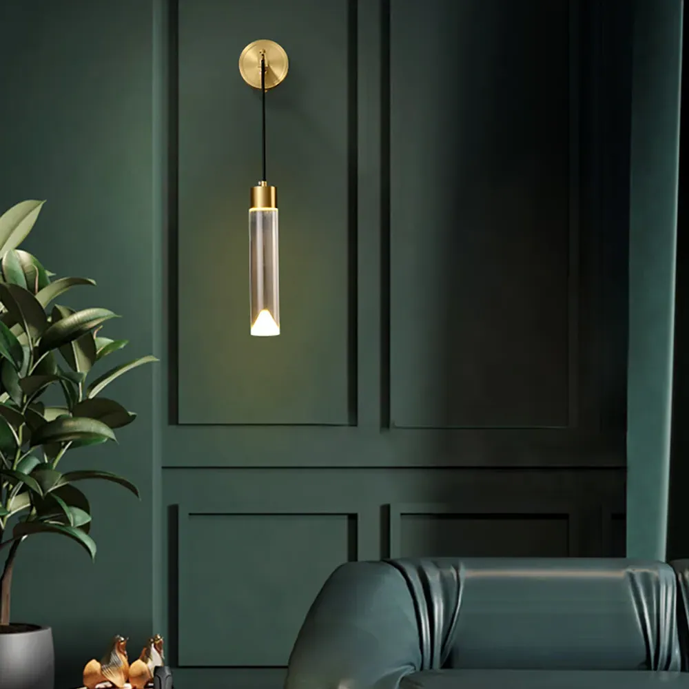 LED Wall Sconce with Cylinder Shade - Crystal