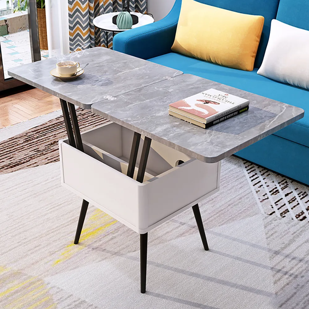 Lift-Top Coffee Table with Storage Extendable - Grey