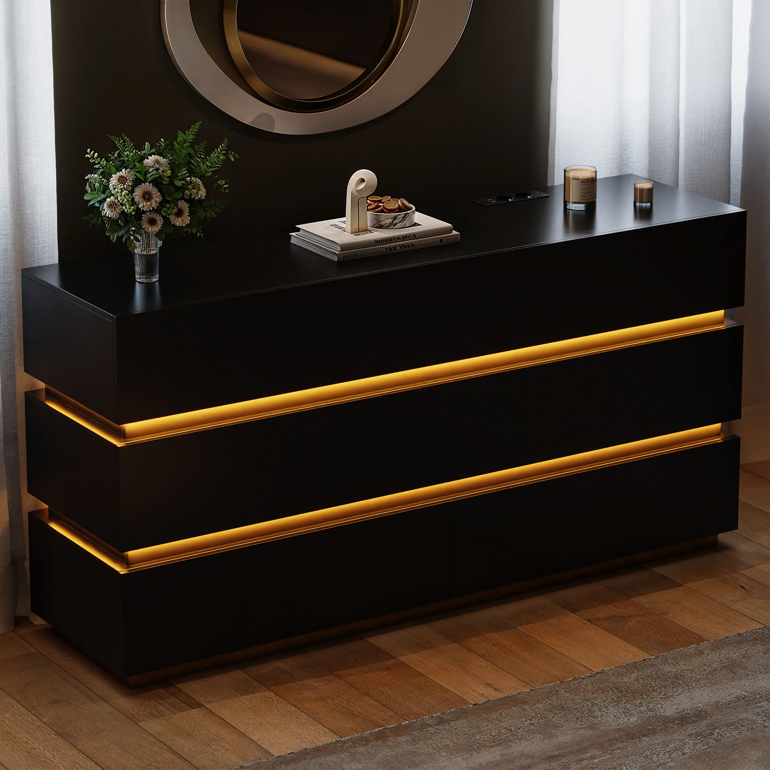 Lumio LED 6-Drawer Dresser with Charging Station image