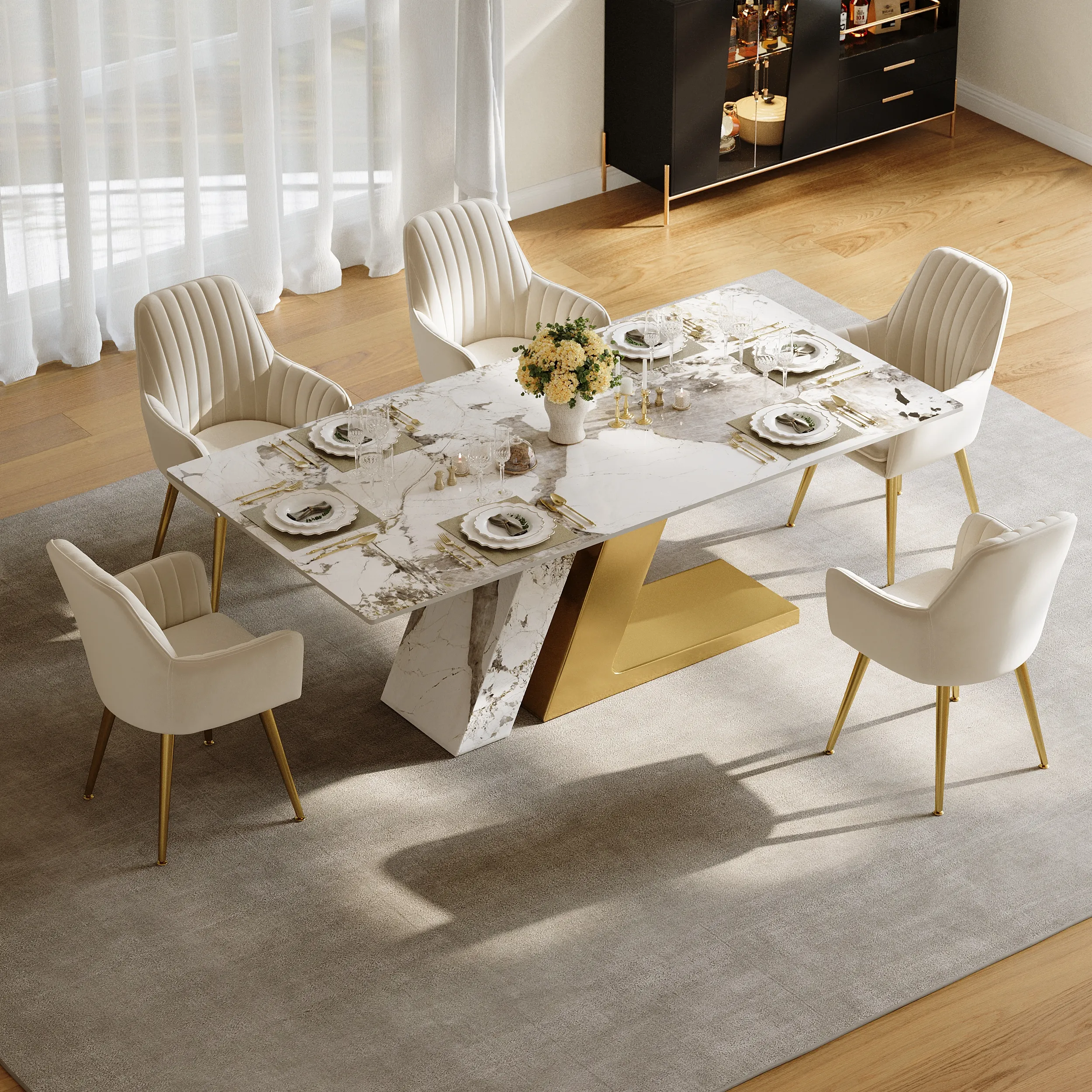 Luxotic Rectangle Dining Table for 6 - White, Sintered Stone image