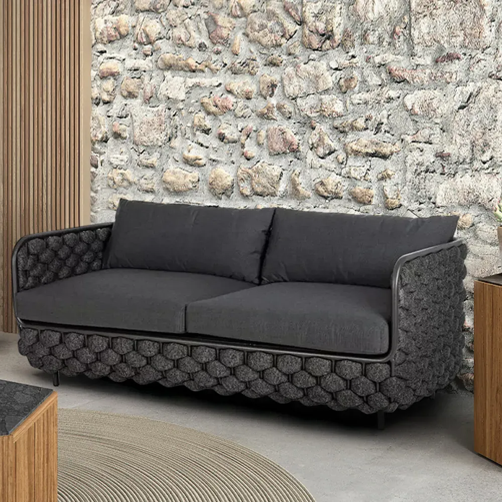 Martic Outdoor Loveseat with Cushions - Black, Aluminum image