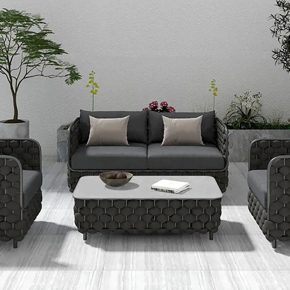 Martic Outdoor Patio Coffee Table - Black, Sintered Stone