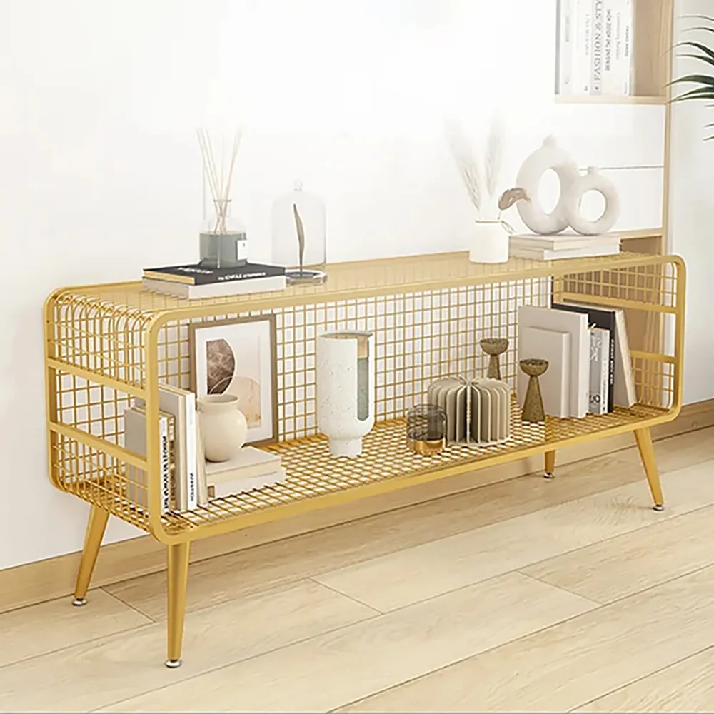Mesh Standing Etagere Bookshelf - Gold image