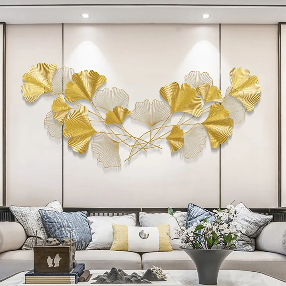 Metal Ginkgo Leaves Wall Decor Set - Gold