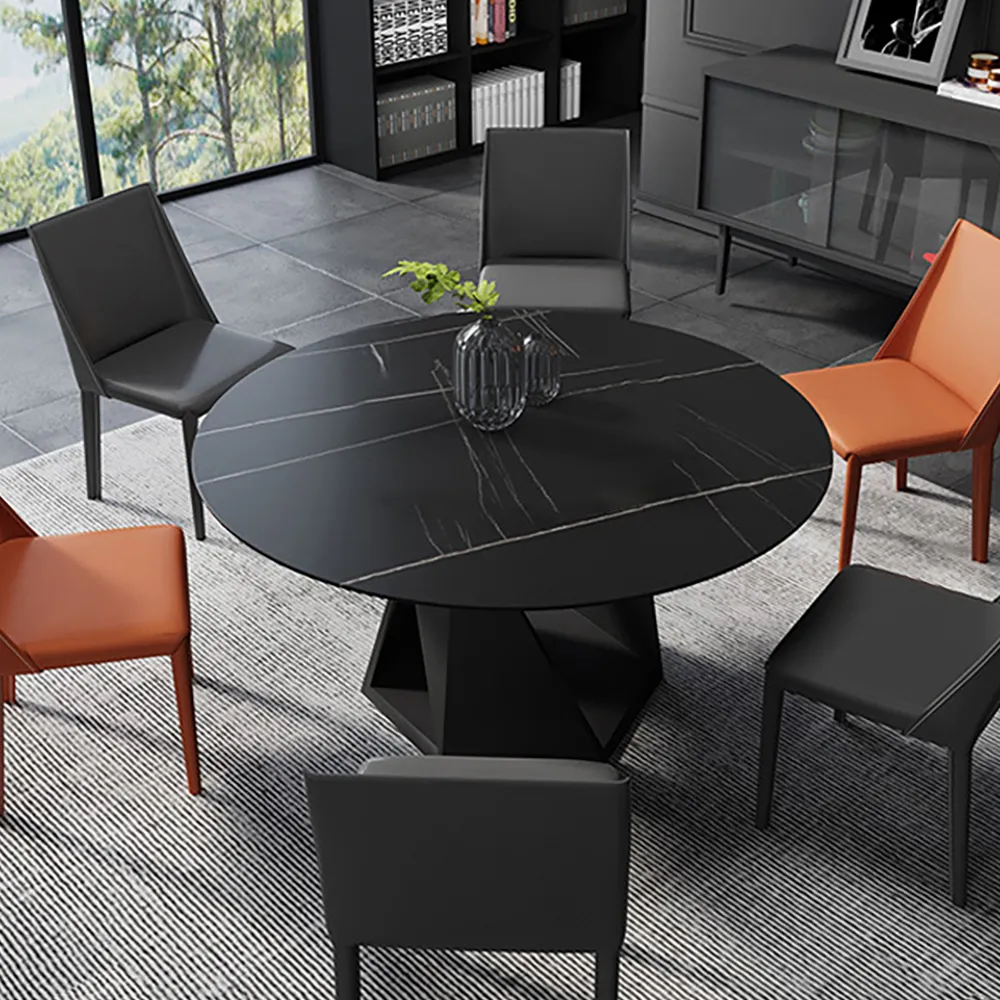 Mhexagon Round Dining Table - Black, Sintered Stone image