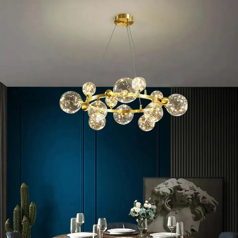 Miglobe 12-Light Globe Chandelier with Adjustable Cable - Gold image