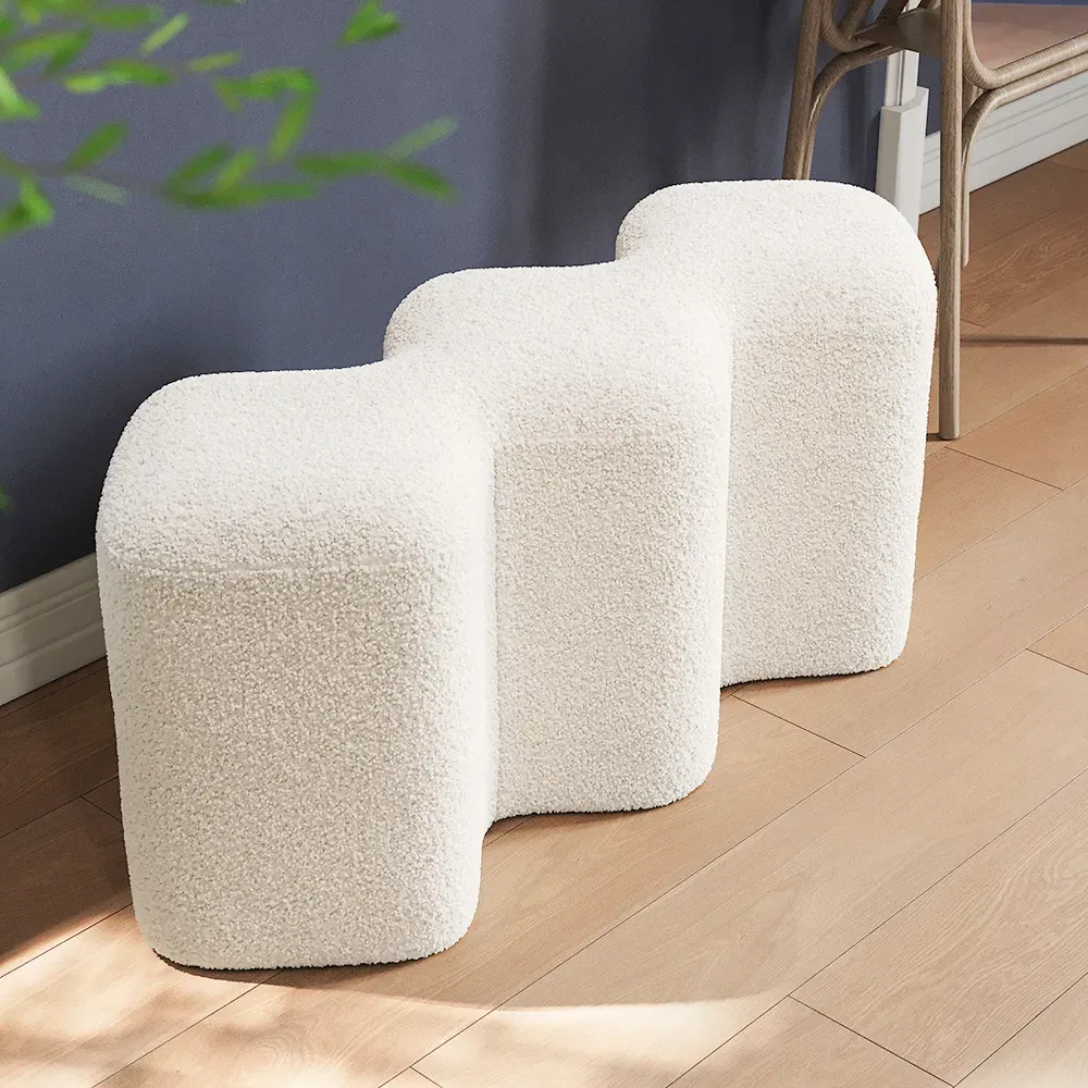Molecule Entryway Bench - White, Boucle image