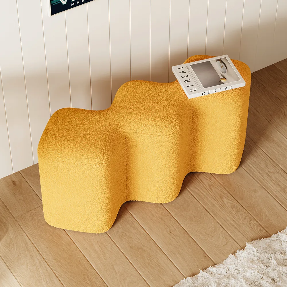 Molecule Entryway Bench - Yellow, Boucle